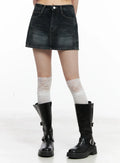 Vintage Wash Denim Mini Skirt IL531