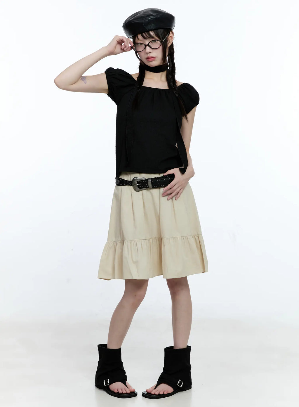 Cotton Tiered Midi Skirt CG507
