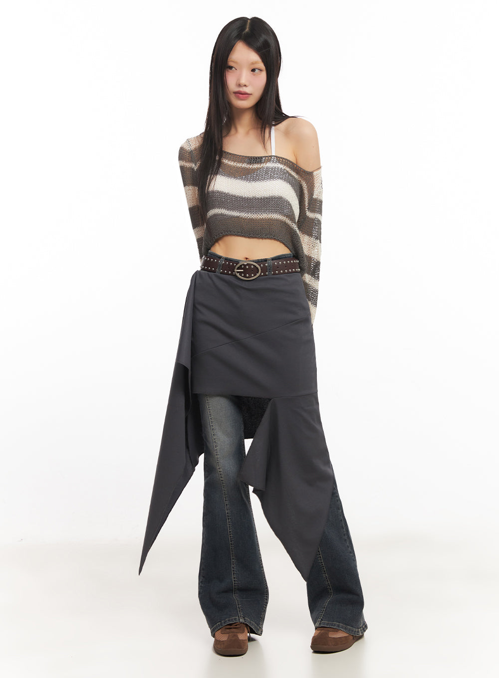 Ruffle Asymmetric Flare Mini Skirt IY502