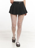 Belt Pleated Mini Skirt IA524