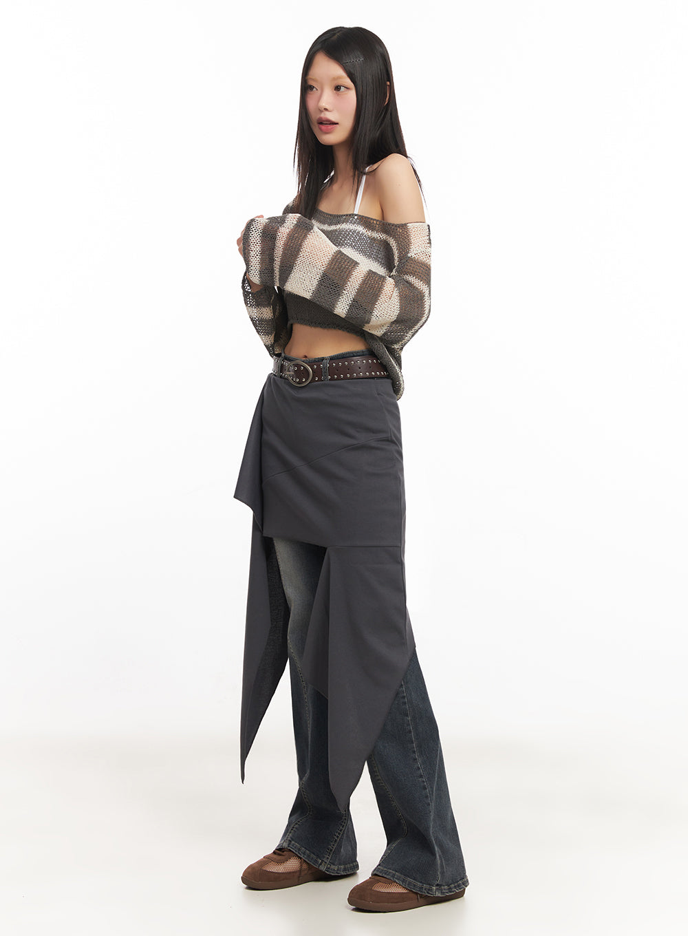 Ruffle Asymmetric Flare Mini Skirt IY502