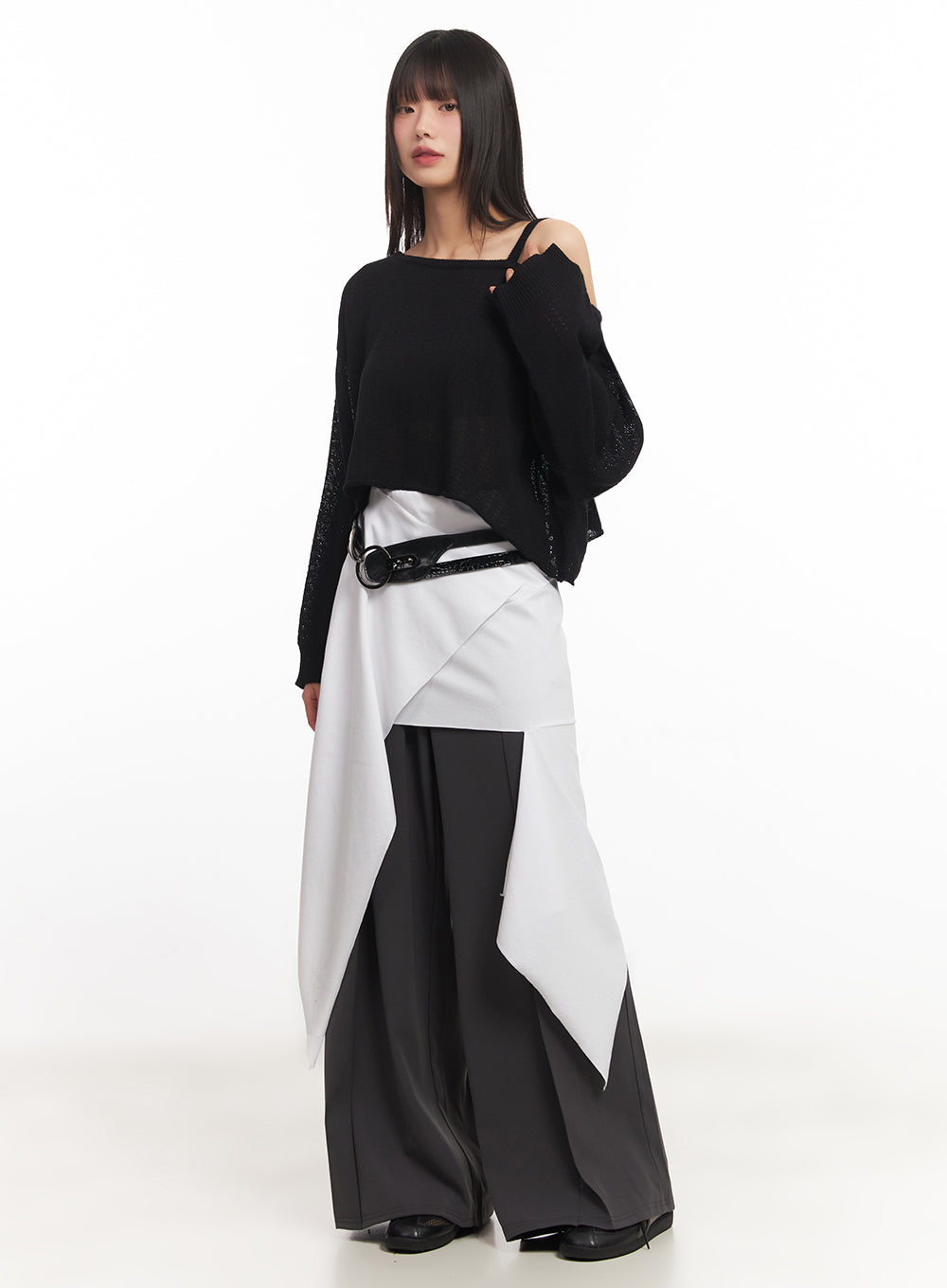 Ruffle Asymmetric Flare Mini Skirt IY502