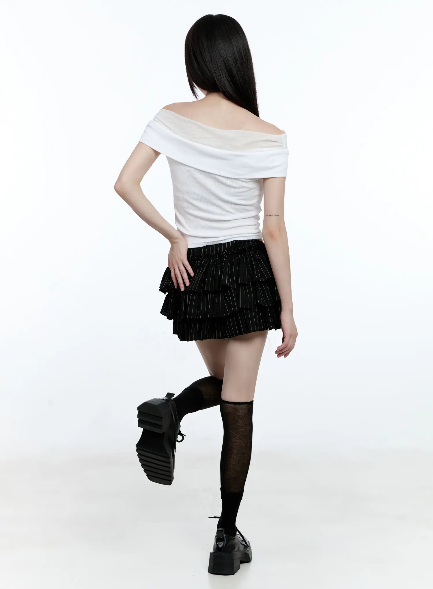 Tiered Stripe Mini Skirt CG507