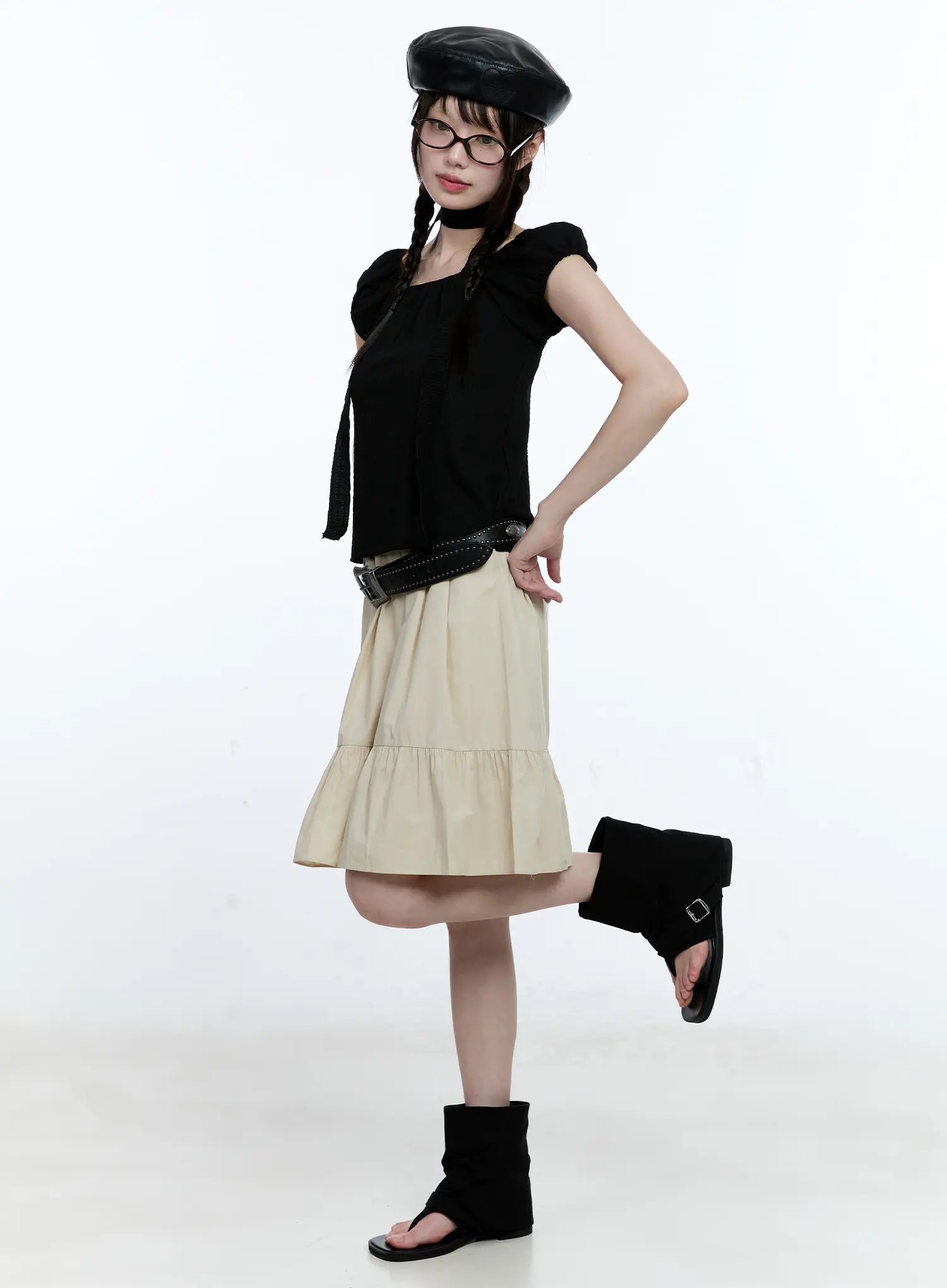 Cotton Tiered Midi Skirt CG507