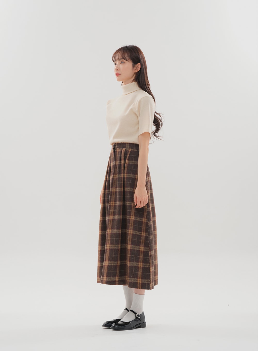 Check Pattern Maxi Skirt B1801