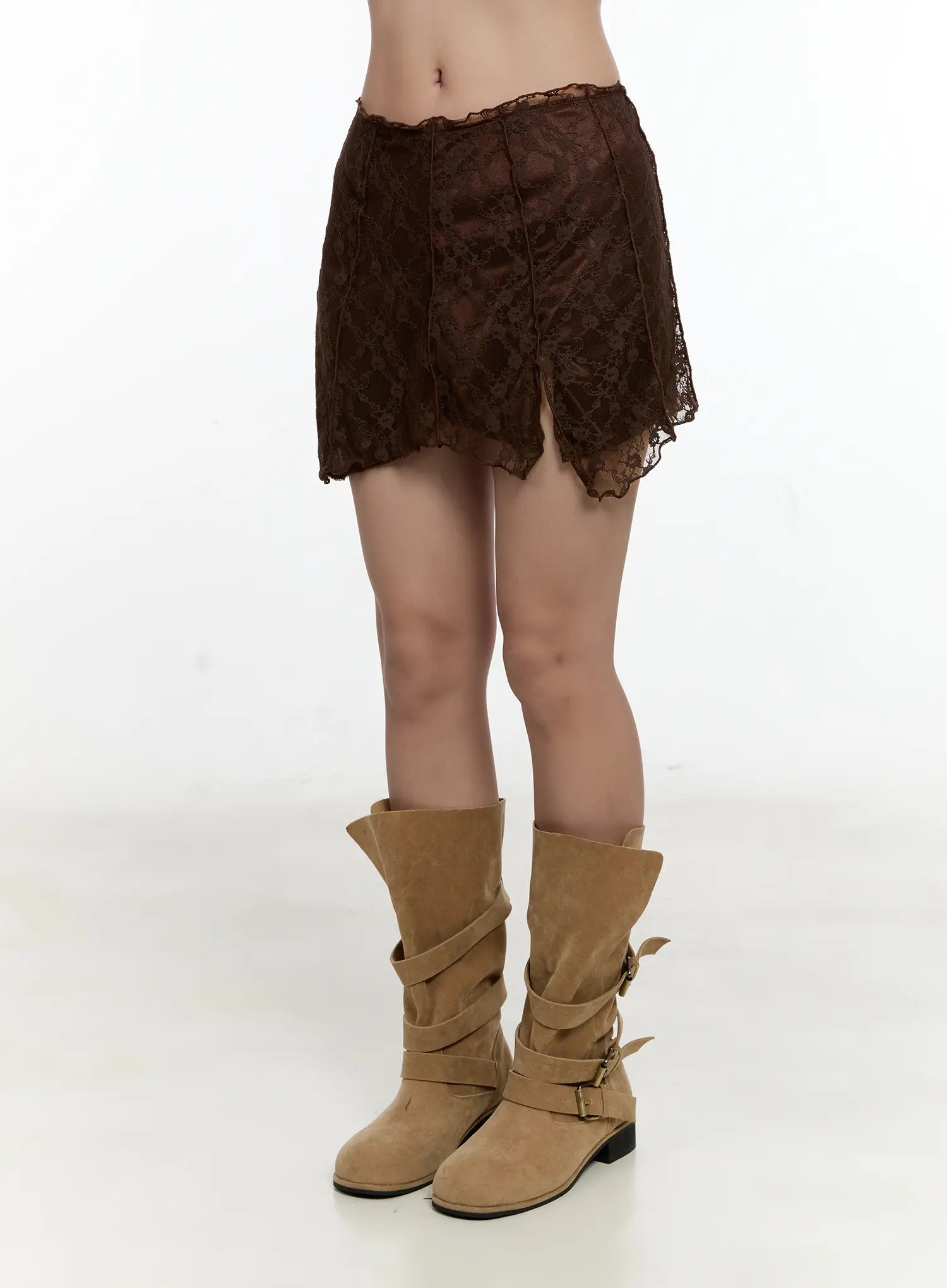 Lace-Slit Mini Skirt CL531