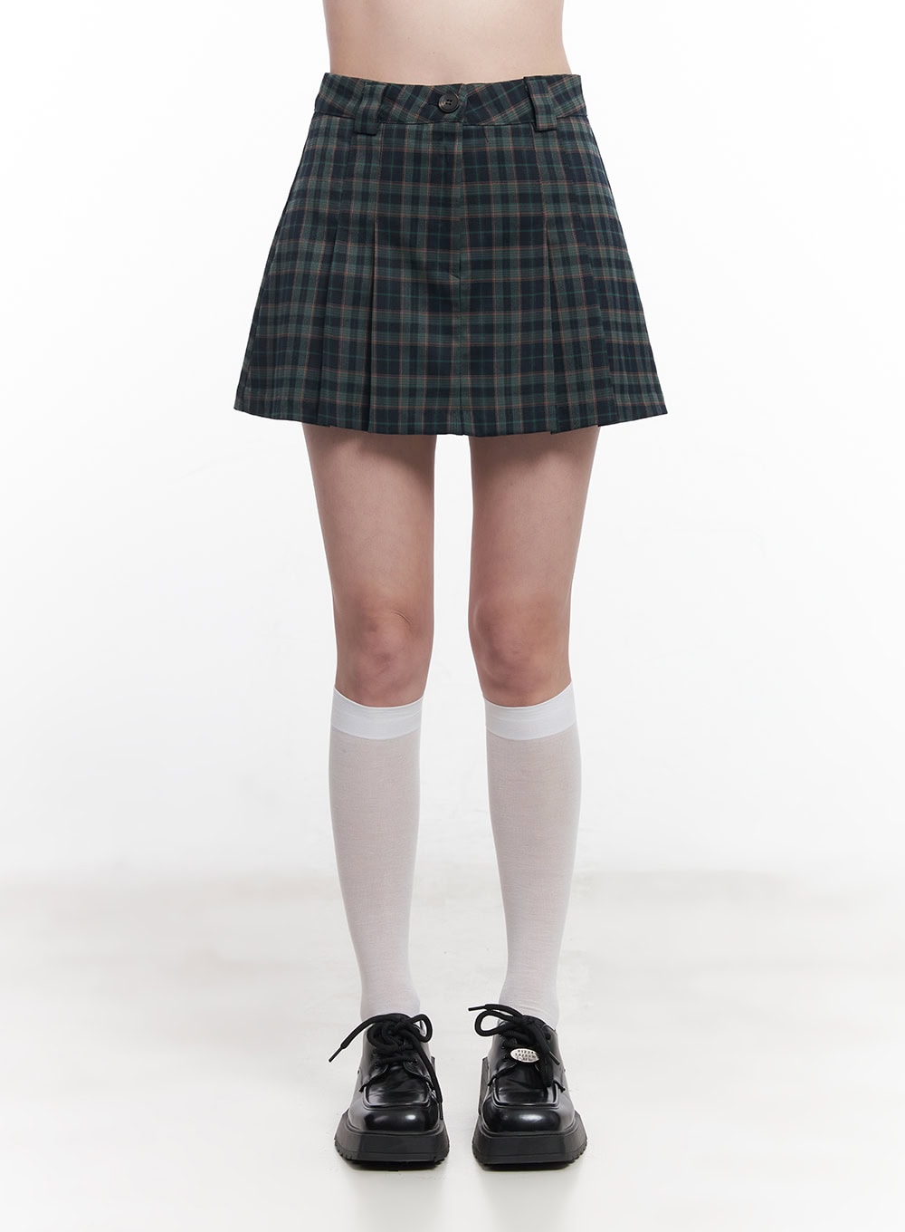 Pleated Checkered Mini Skirt CY515