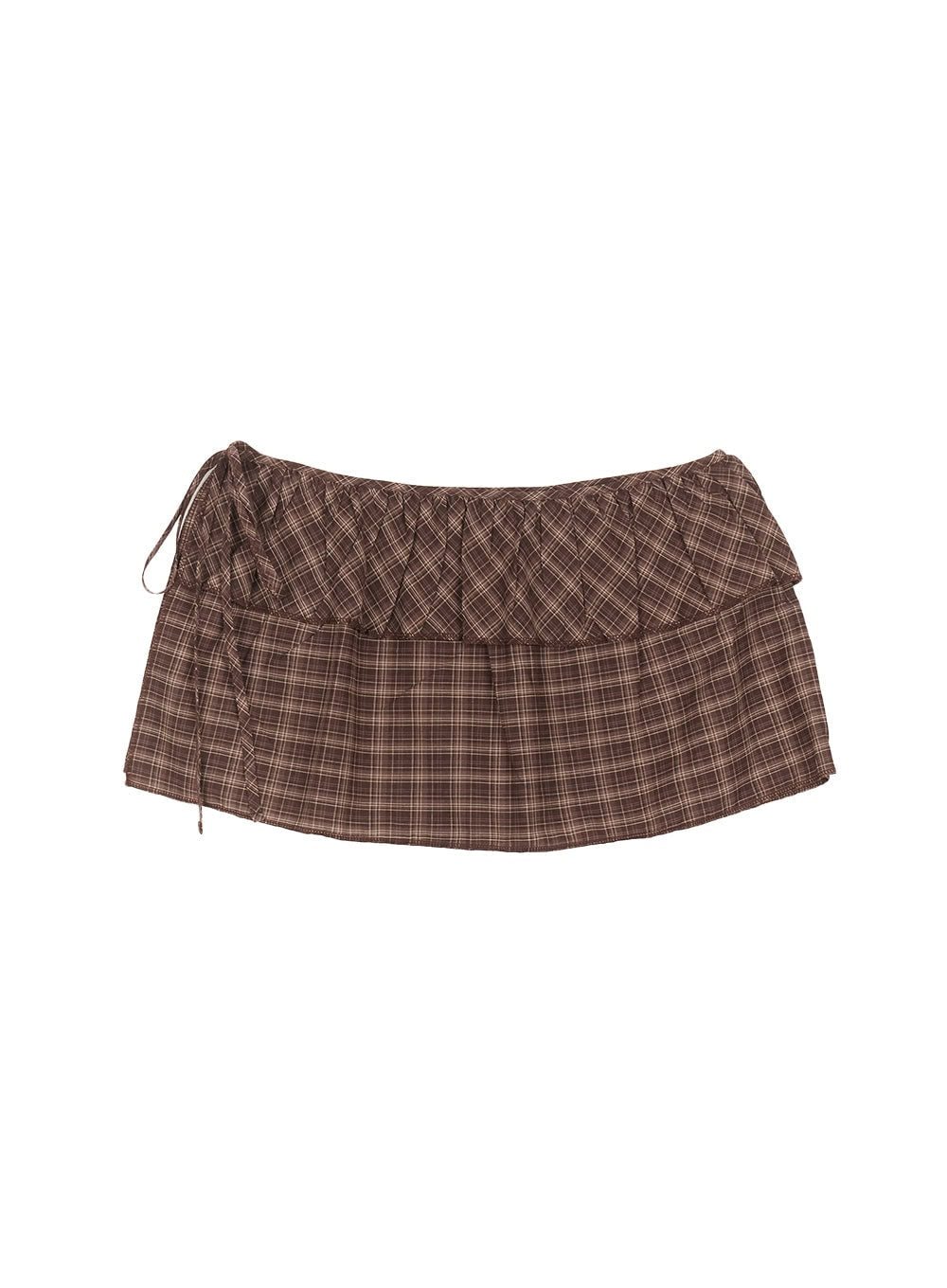 Checkered Ruffle Layering Mini Skirt CF519